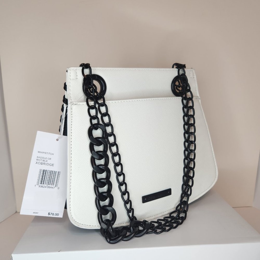 Betsey Johnson Whipstitch XOBRIDGE Crossbody Purse - White/Black - NWT - Picture 4 of 10